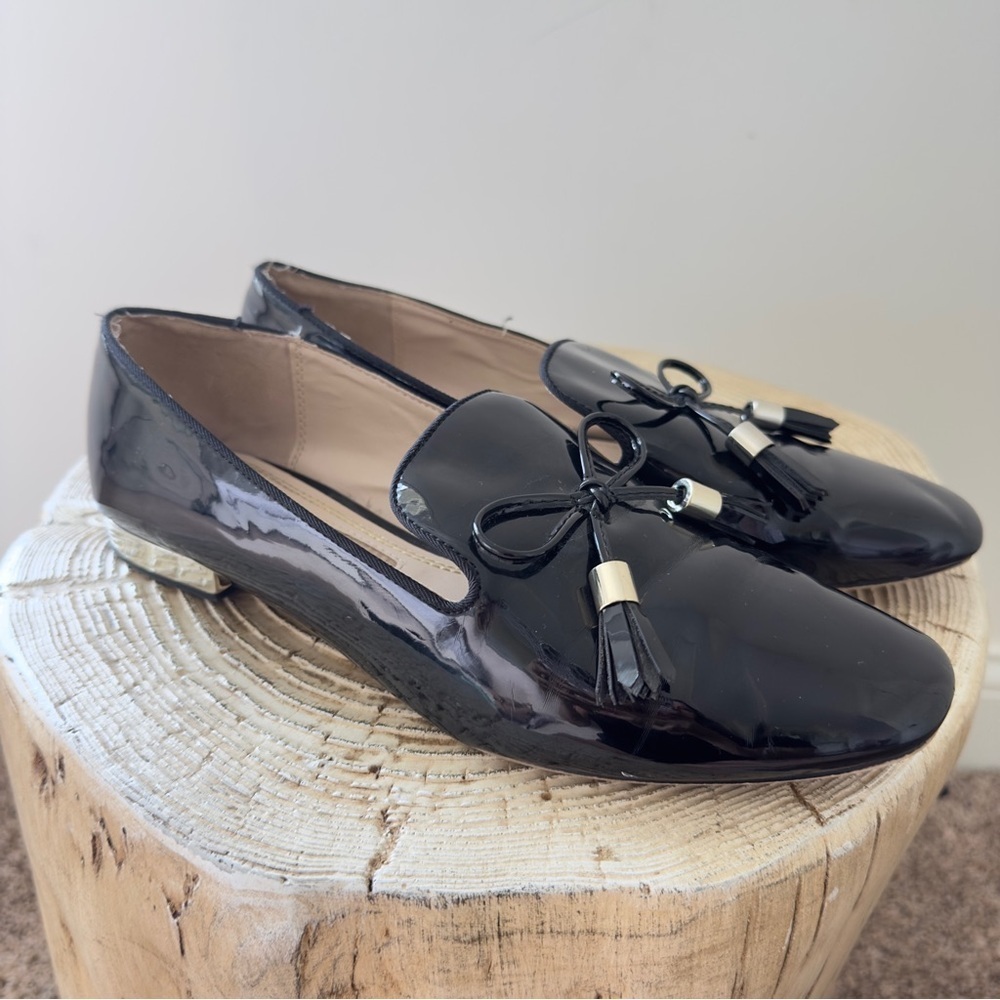 Zara Moccasin Black Patent Loafers with Tassels 7.5 US/38 EU - Picture 6 of 12